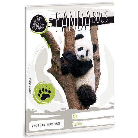 Cuki állatok panda kockás füzet