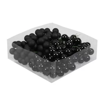 Fekete befűzős üveg gömb 2 cm