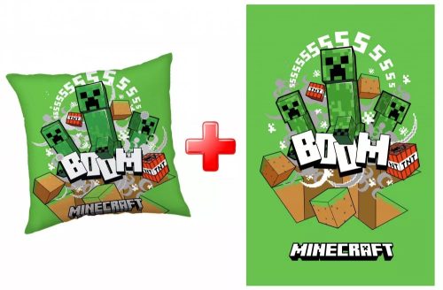 Minecraft díszpárna és takaró szett zöld
