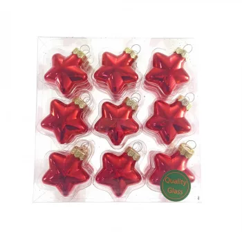 Csillag Üveg 4Cm Piros Fényes S/36