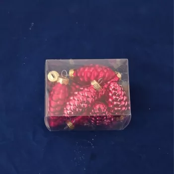 Toboz üveg 6 cm piros fényes-matt S/12