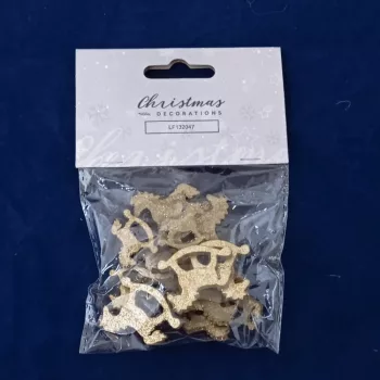 Karácsonyi dekoráció hintaló arany 2x3cm 12 db-os