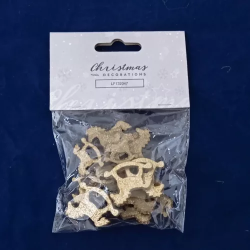 Karácsonyi dekoráció hintaló arany 2x3cm 12 db-os
