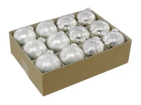 Gömb Üveg 7,5Cm Festett Ezüst 1 Darab