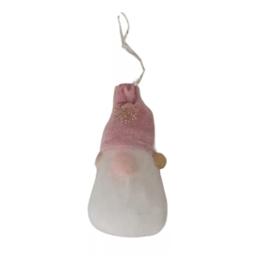 Manó textil akasztós , szőrös 9 cm rózsa-szürke b29435 