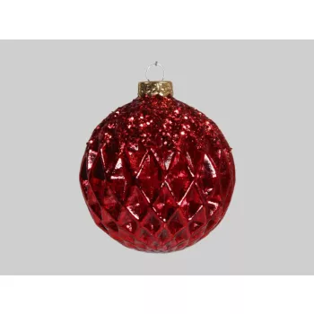 Gömb üveg 8cm piros matt 