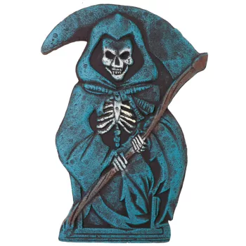 Kaszás formájú sírkő