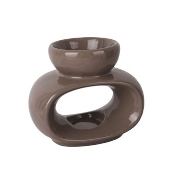 Kerámia olajmécses ovális barna 10x10cm