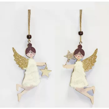  Fa Angyal Fehér-Arany 13X9Cm