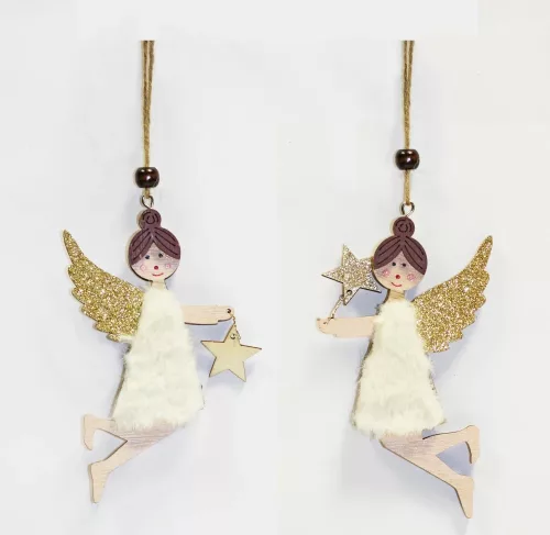  Fa Angyal Fehér-Arany 13X9Cm