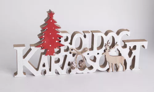 Fa Boldog Karácsonyt Fehér/Piros Ffa 28x14cm