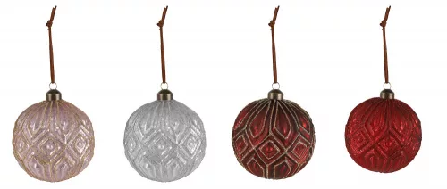  Üveg Gömb Karácsonyi Antik  Négyzetes 10Cm