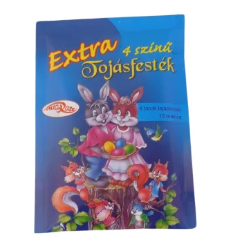 Tojásfesték 4 színű + 10db öntapadós matrica