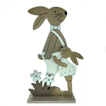 Álló Nyuszi 2Db-Os Fa Talpon  26Cm