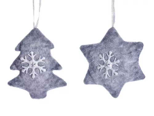 Csillag-Fenyő Akasztós Textil 12Cm Szürke 2Féle