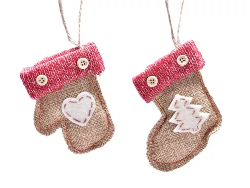 Kesztyű-Csizma Akasztós Textil 8Cm Barna-Piros 2Féle