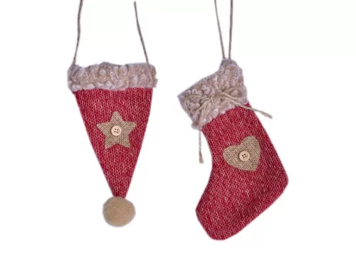 Csizma-Sapka Akasztós Textil 13Cm Piros 2Féle