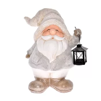   Törpe Glitteres, Mécsestartóval Poly 27,5X24,5X41,5 Cm Fehér, Szürke 