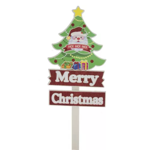 Fenyőfa Mikulással Betűzős Merry Christmas Felirattal Fa/Polyfoam 70X20Cm Piros,Fehér