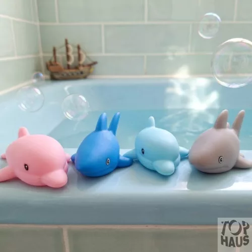 Cápák delfinek gumi fűrdőjáték 4 db / csomag