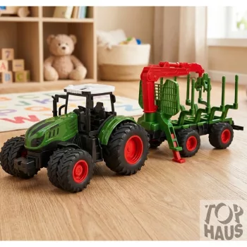 8 kerekű traktor utánfutóval, daruval
