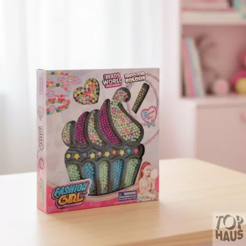 Gyöngyfűző készlet muffin forma sok színnel