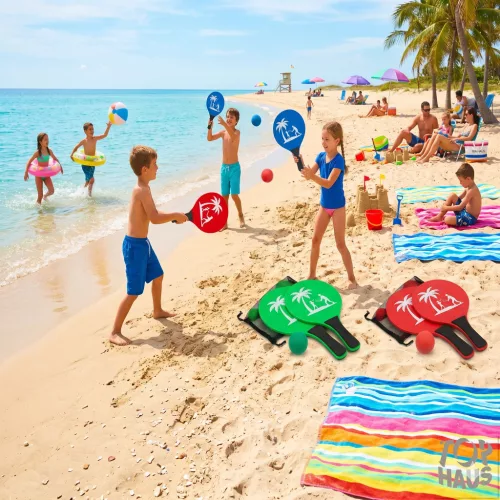 Műanyag beach ütő labdával
