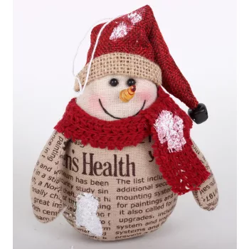 Textil Hóember Újság Mintás 15Cm Bordó-Barna