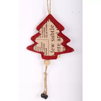 Textil Karácsonyfa Újság Mintás 15Cm Bordó-Barna