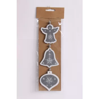 Fa Ajtódísz Szürke-Fehér S/3